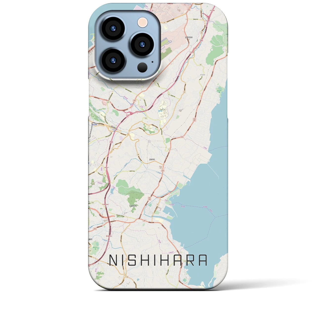【西原(沖縄県)】地図柄iPhoneケース(バックカバータイプ)