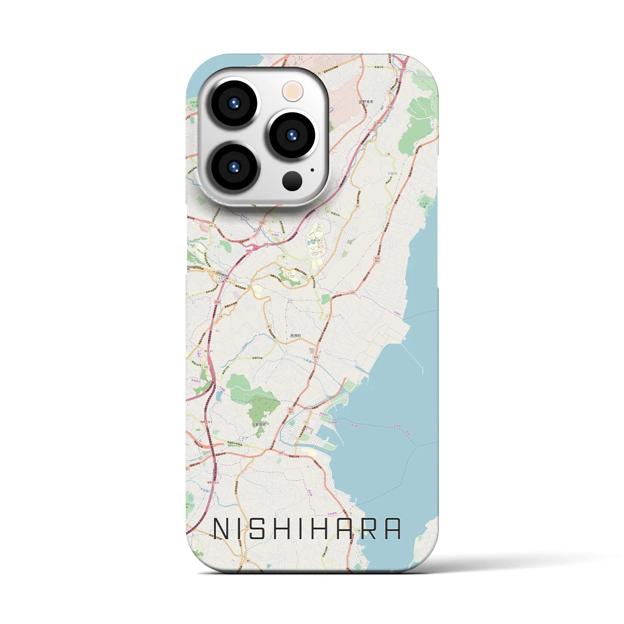 【西原(沖縄県)】地図柄iPhoneケース(バックカバータイプ)