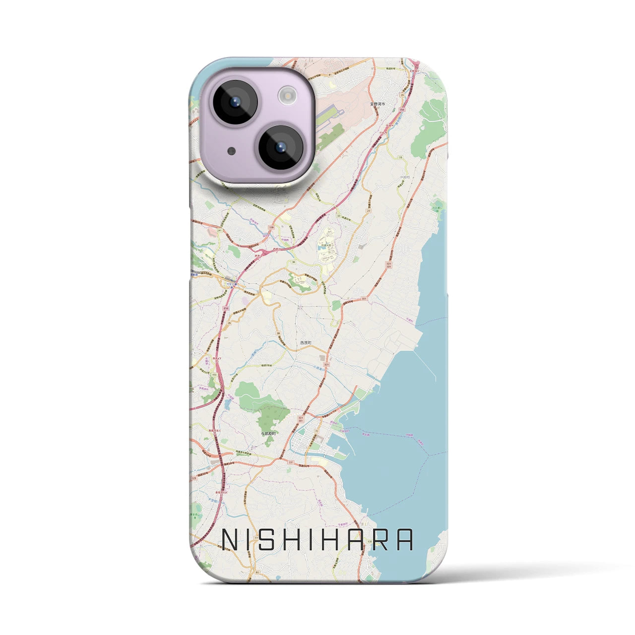 【西原(沖縄県)】地図柄iPhoneケース(バックカバータイプ)