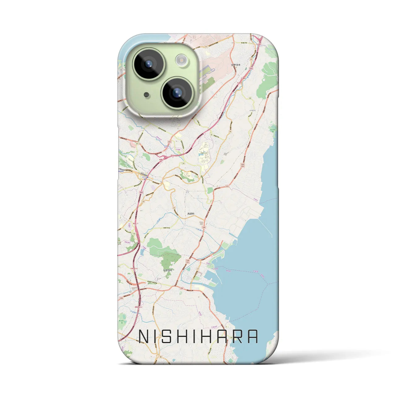 【西原(沖縄県)】地図柄iPhoneケース(バックカバータイプ)