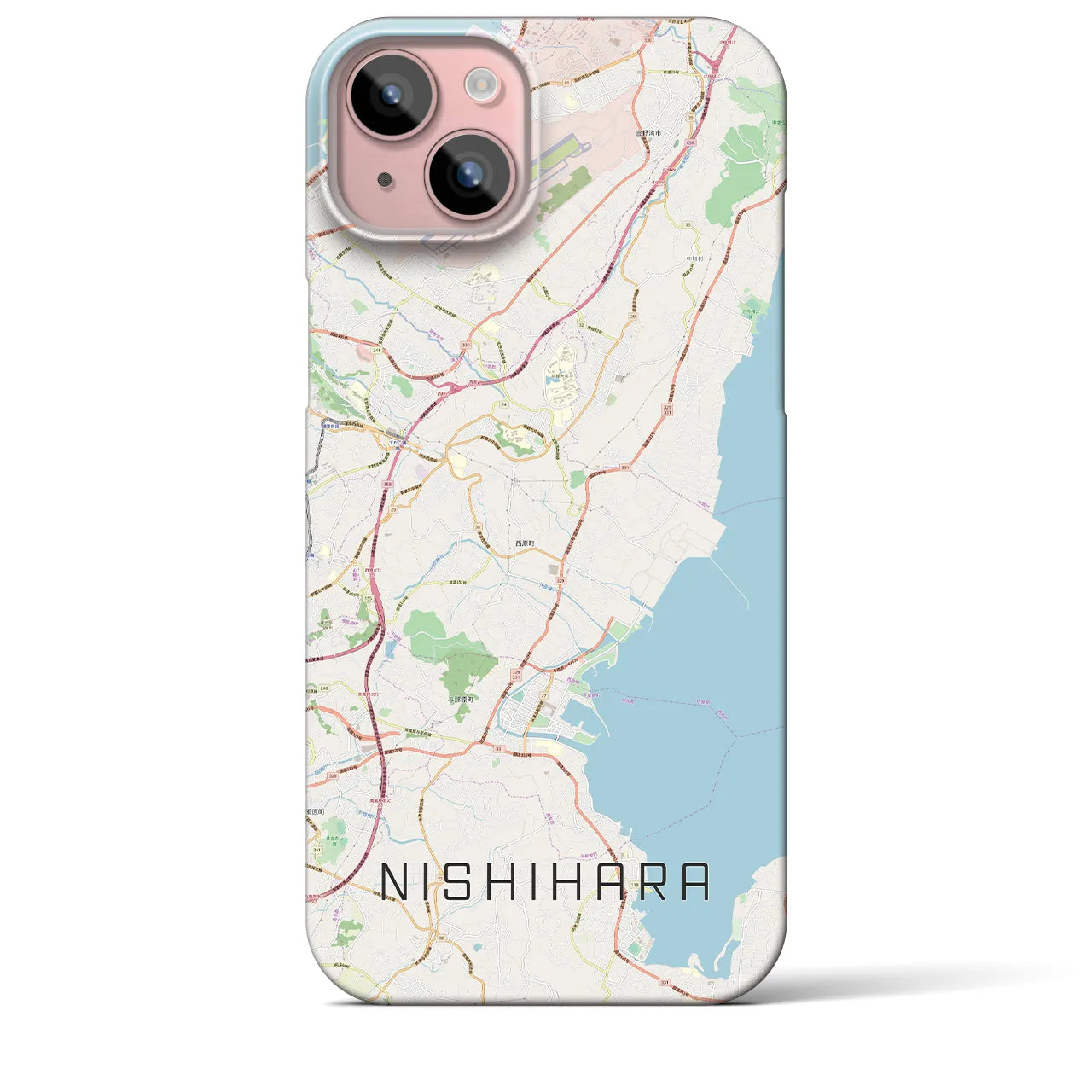 【西原(沖縄県)】地図柄iPhoneケース(バックカバータイプ)