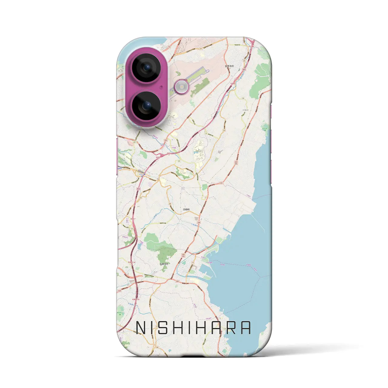 【西原(沖縄県)】地図柄iPhoneケース(バックカバータイプ)