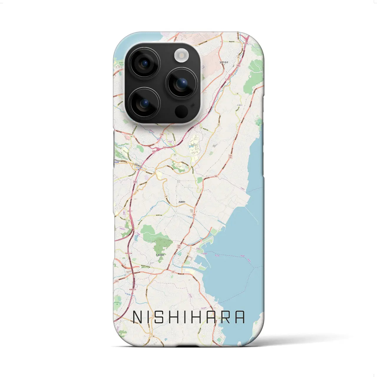 【西原(沖縄県)】地図柄iPhoneケース(バックカバータイプ)