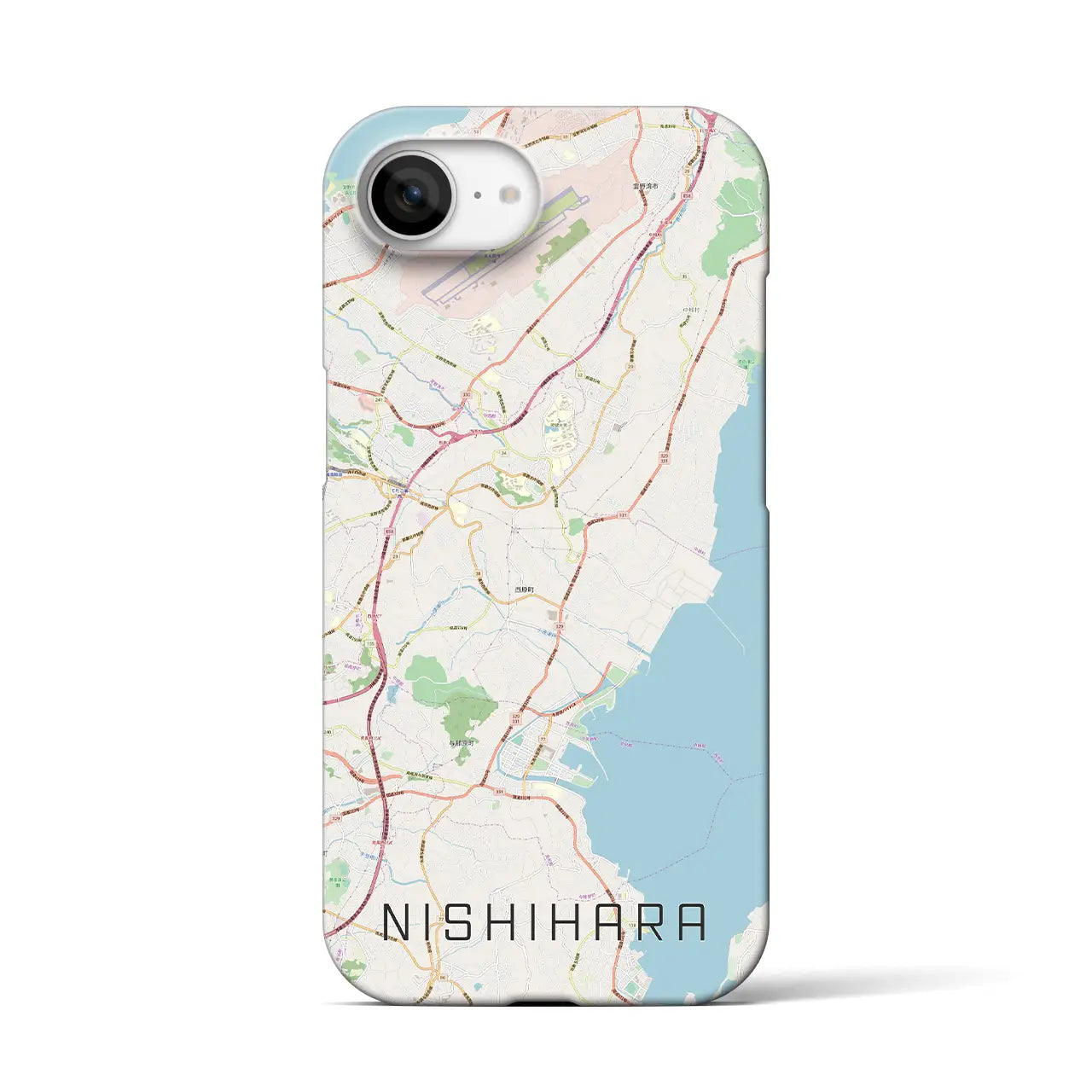 【西原(沖縄県)】地図柄iPhoneケース(バックカバータイプ)
