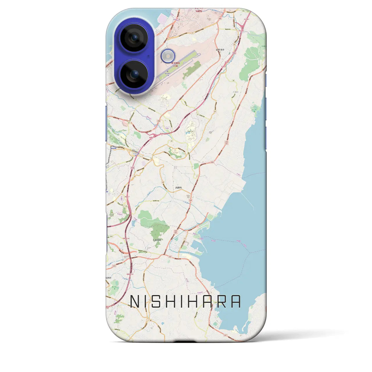 【西原(沖縄県)】地図柄iPhoneケース(バックカバータイプ)