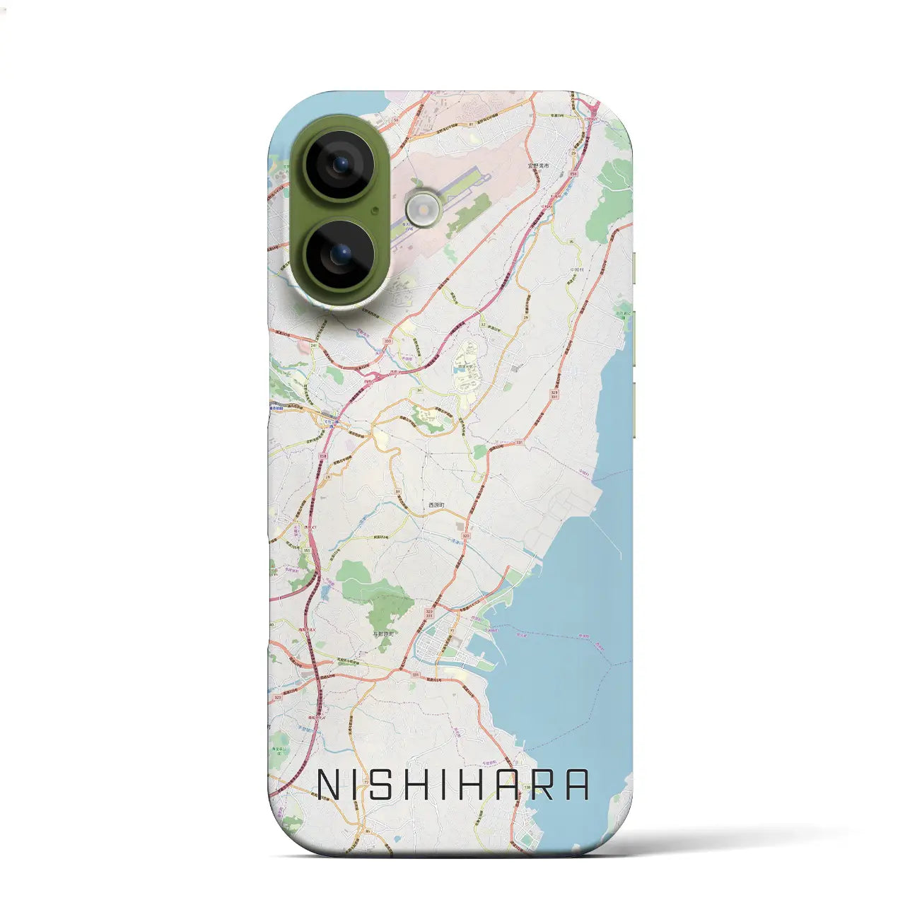 【西原(沖縄県)】地図柄iPhoneケース(バックカバータイプ)