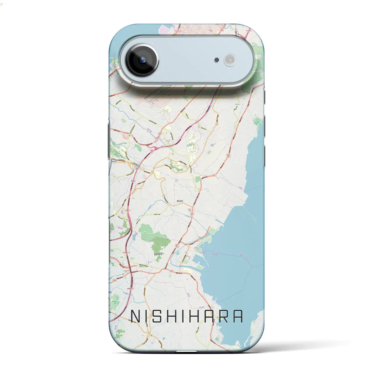 【西原(沖縄県)】地図柄iPhoneケース(バックカバータイプ)