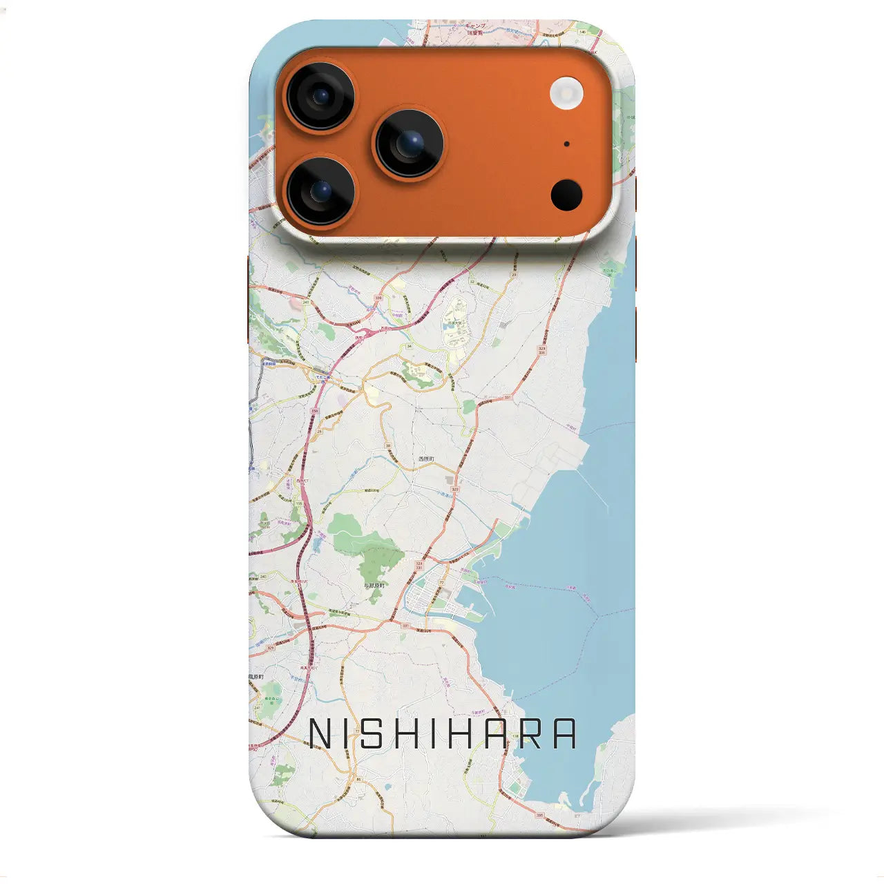 【西原(沖縄県)】地図柄iPhoneケース(バックカバータイプ)