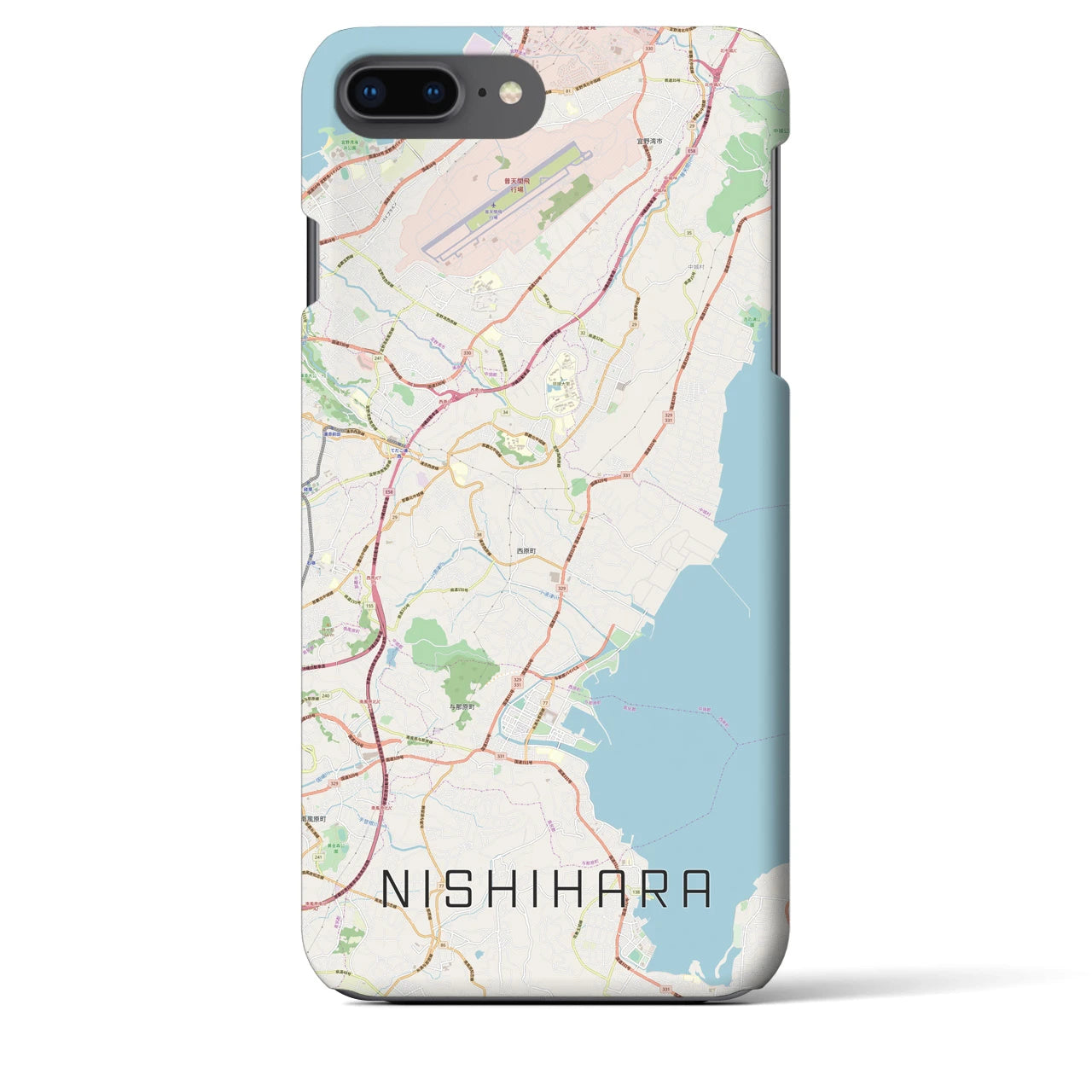 【西原(沖縄県)】地図柄iPhoneケース(バックカバータイプ)