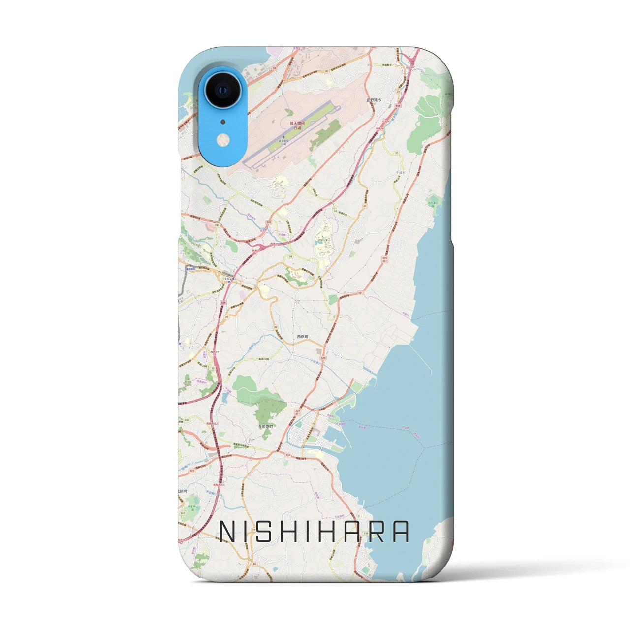 【西原(沖縄県)】地図柄iPhoneケース(バックカバータイプ)