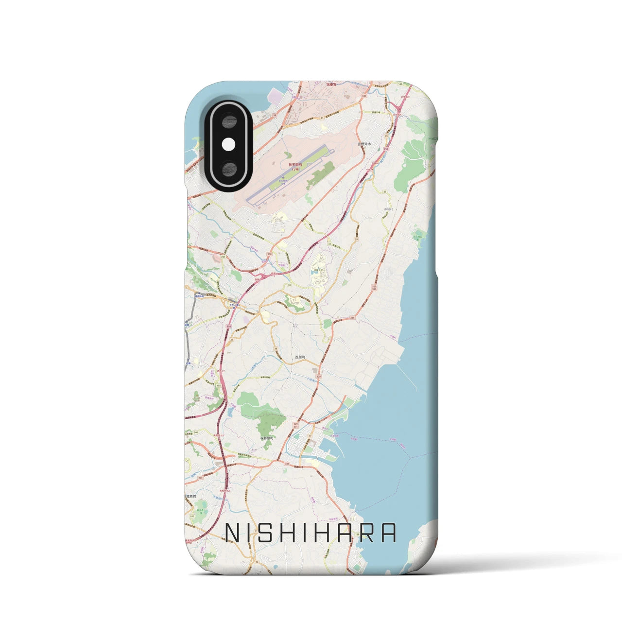 【西原(沖縄県)】地図柄iPhoneケース(バックカバータイプ)