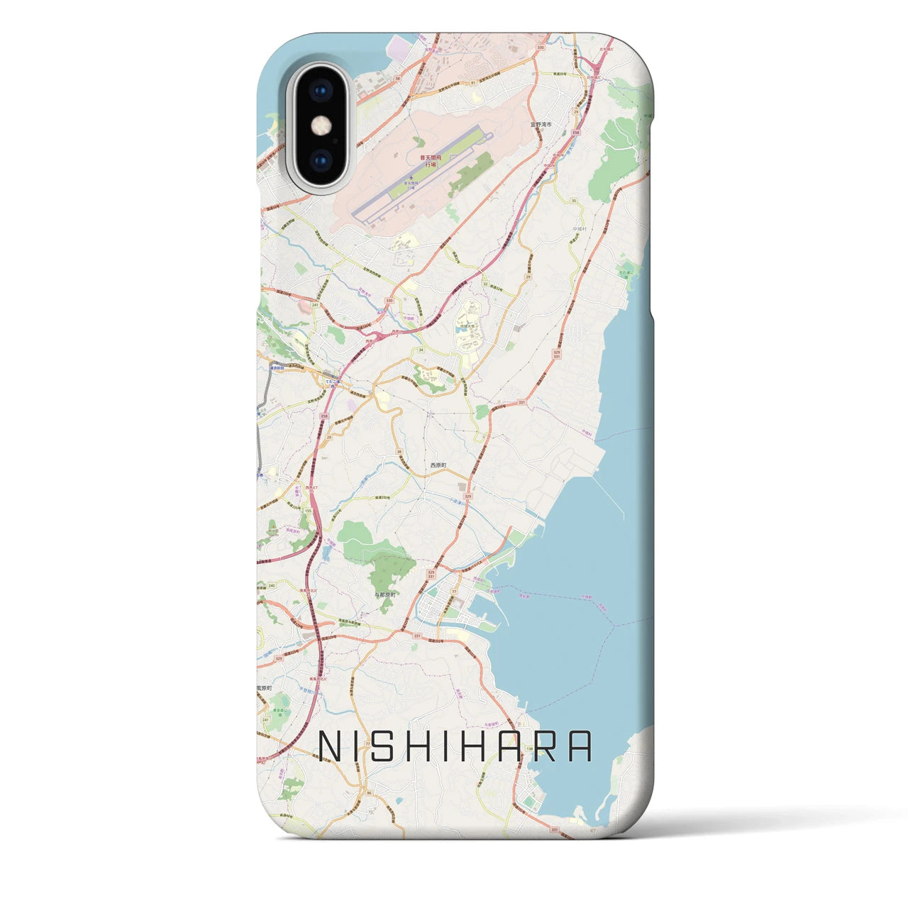【西原(沖縄県)】地図柄iPhoneケース(バックカバータイプ)