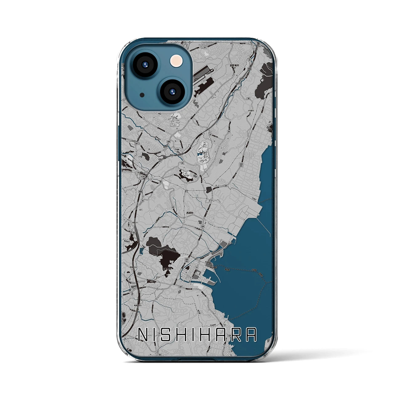 【西原(沖縄県)】地図柄iPhoneケース(クリアタイプ)