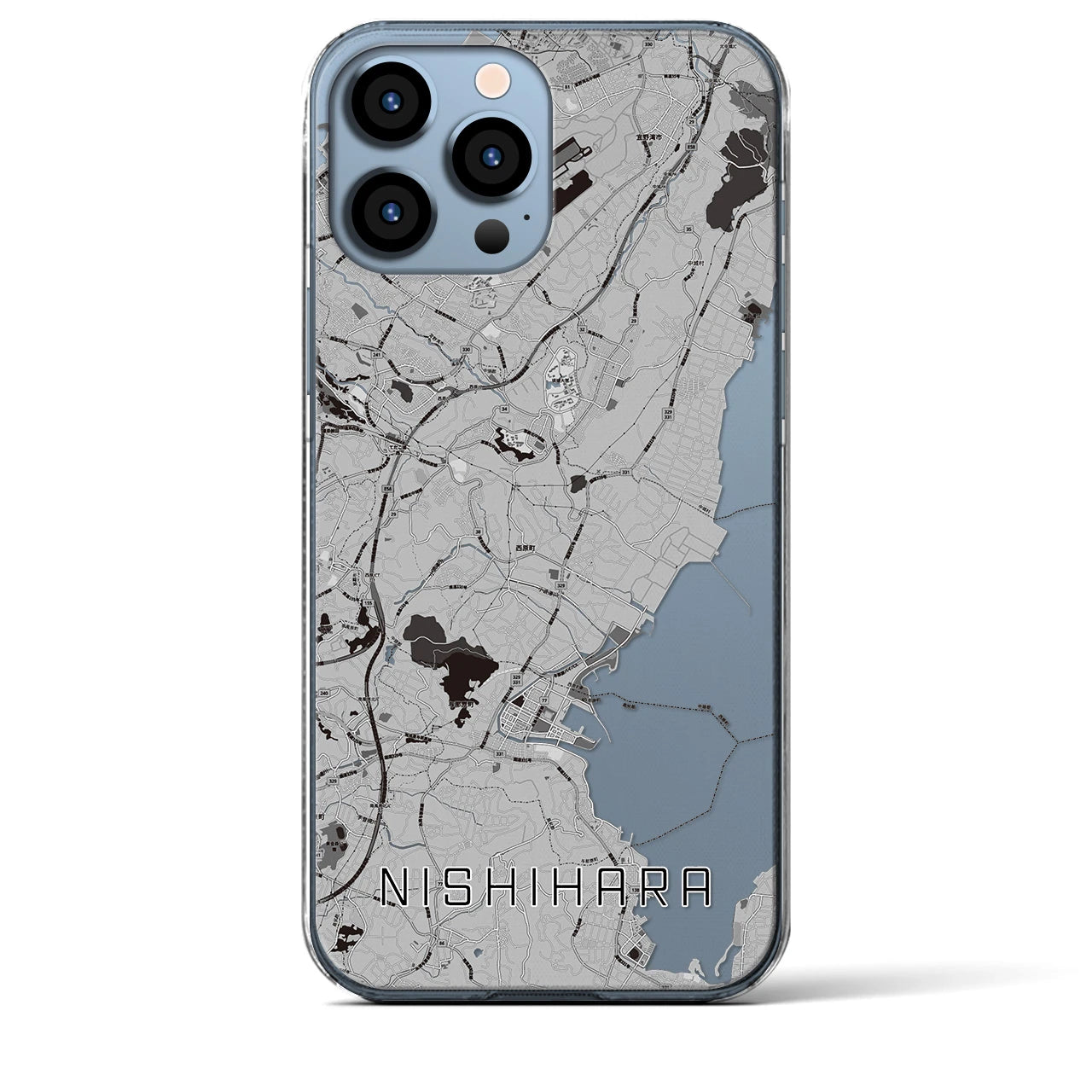 【西原(沖縄県)】地図柄iPhoneケース(クリアタイプ)