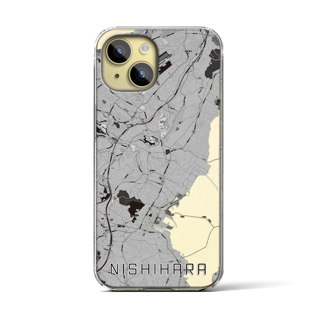 【西原(沖縄県)】地図柄iPhoneケース(クリアタイプ)
