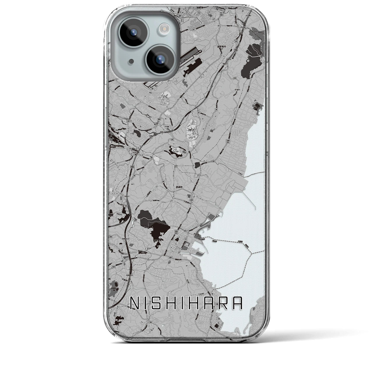 【西原(沖縄県)】地図柄iPhoneケース(クリアタイプ)