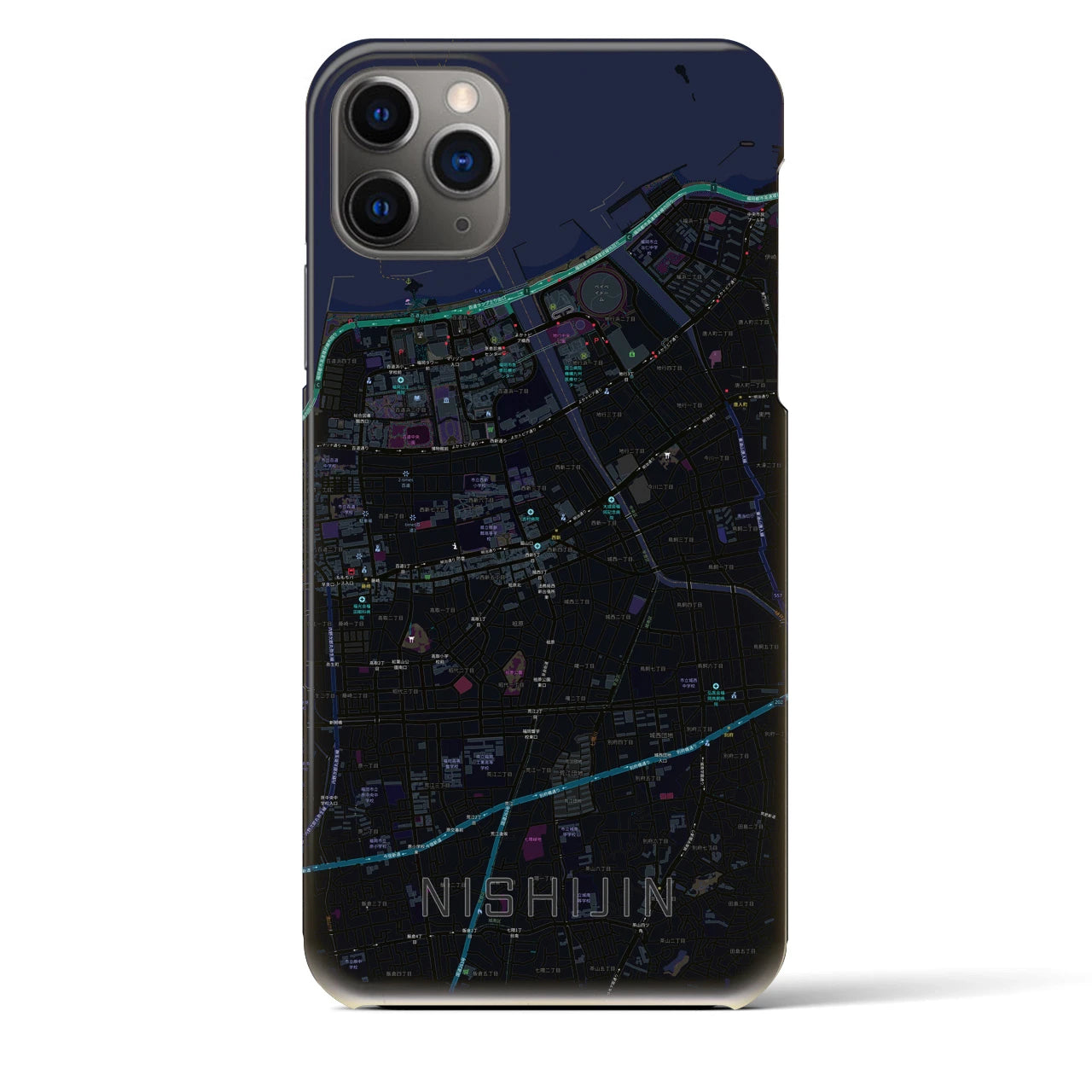 【西新(福岡県)】地図柄iPhoneケース(バックカバータイプ)
