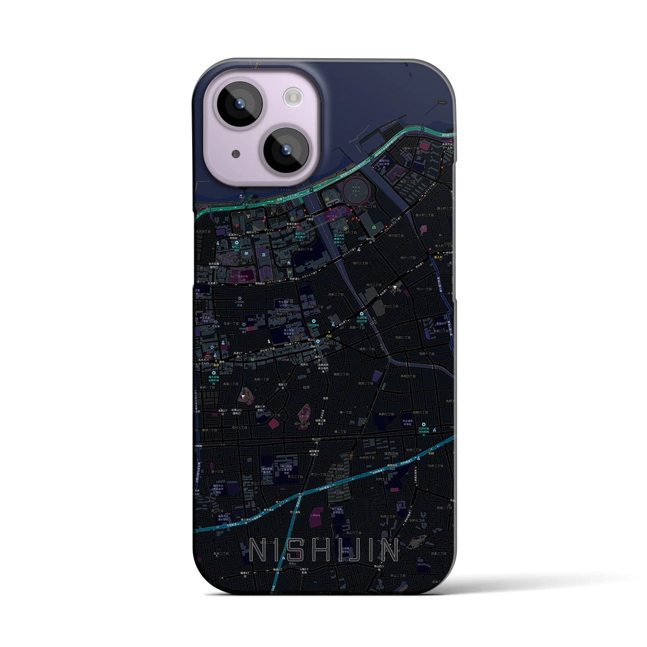 【西新(福岡県)】地図柄iPhoneケース(バックカバータイプ)