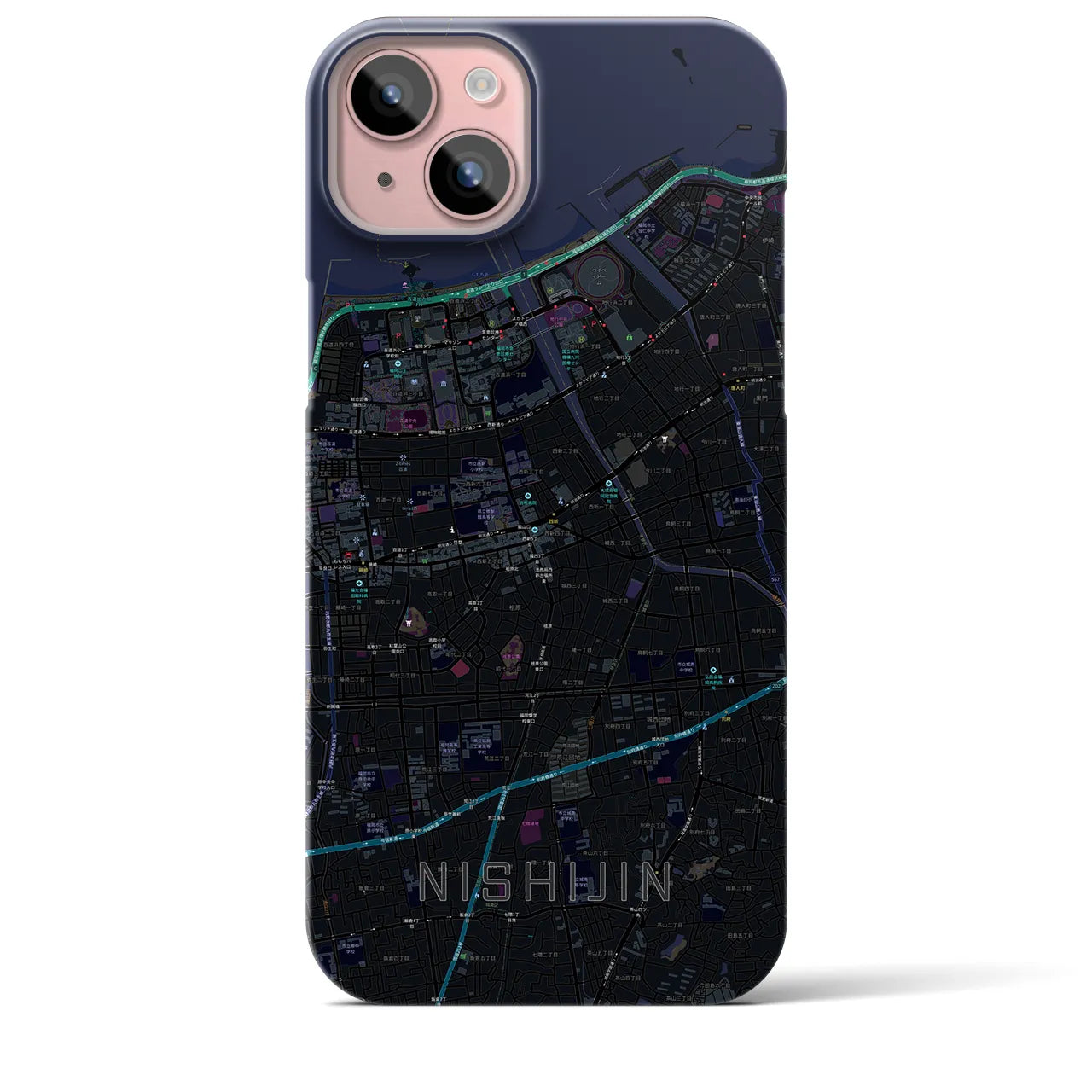 【西新(福岡県)】地図柄iPhoneケース(バックカバータイプ)