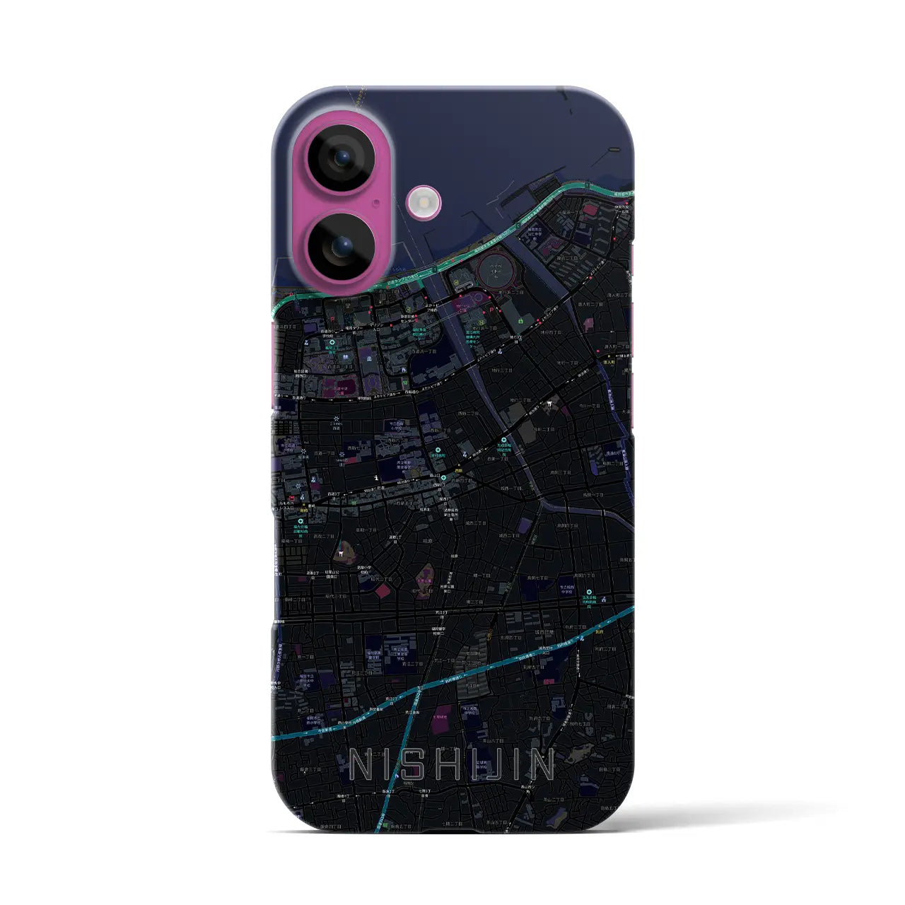【西新(福岡県)】地図柄iPhoneケース(バックカバータイプ)