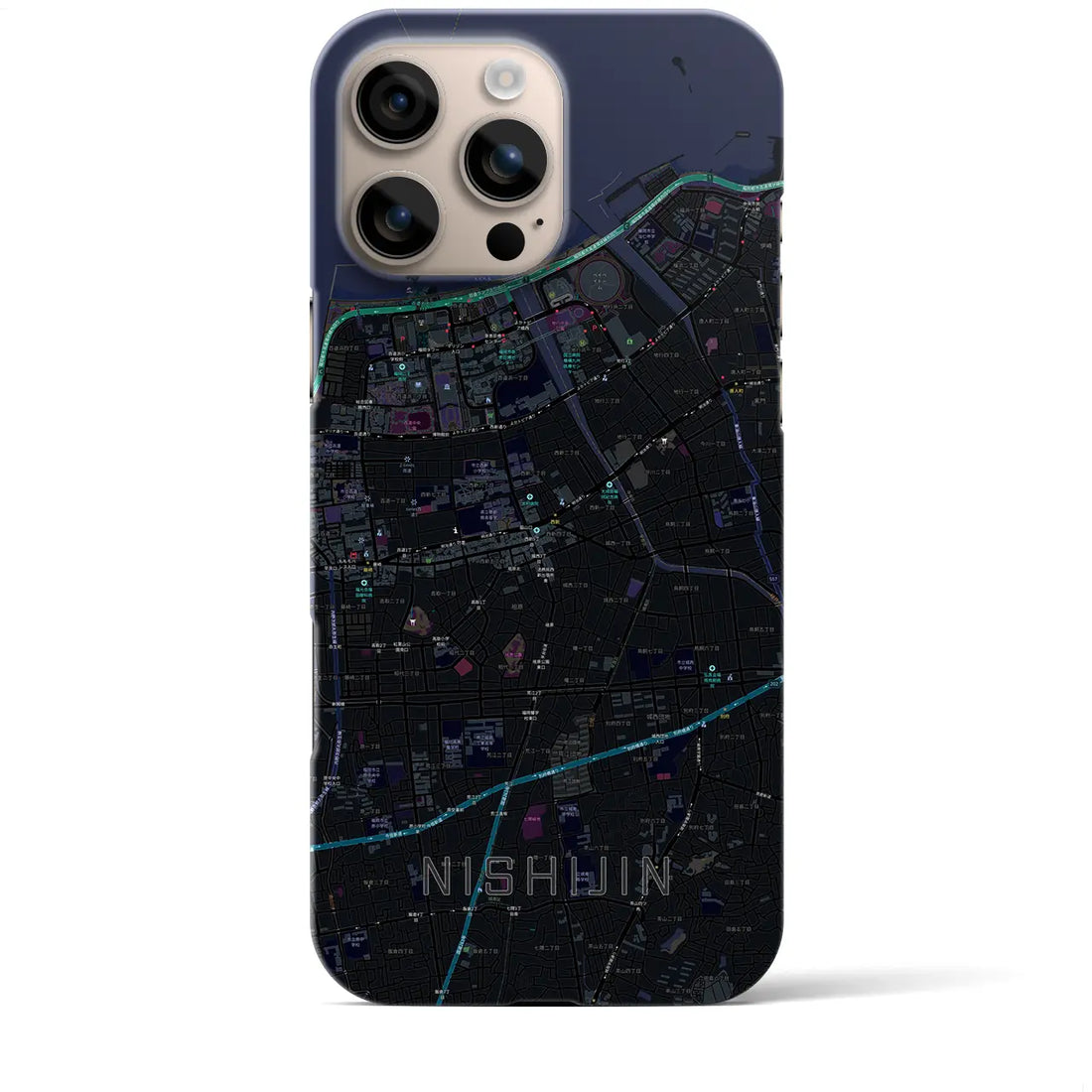 【西新(福岡県)】地図柄iPhoneケース(バックカバータイプ)