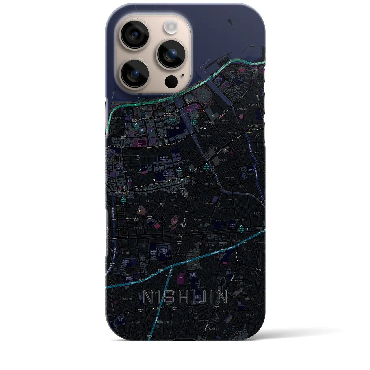 【西新(福岡県)】地図柄iPhoneケース(バックカバータイプ)