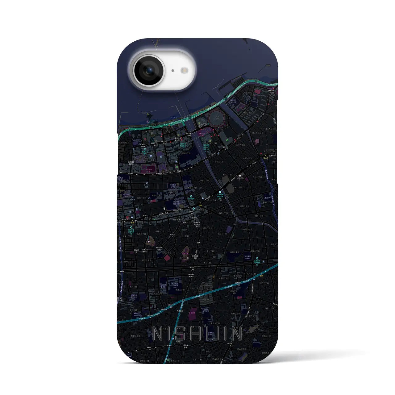 【西新(福岡県)】地図柄iPhoneケース(バックカバータイプ)