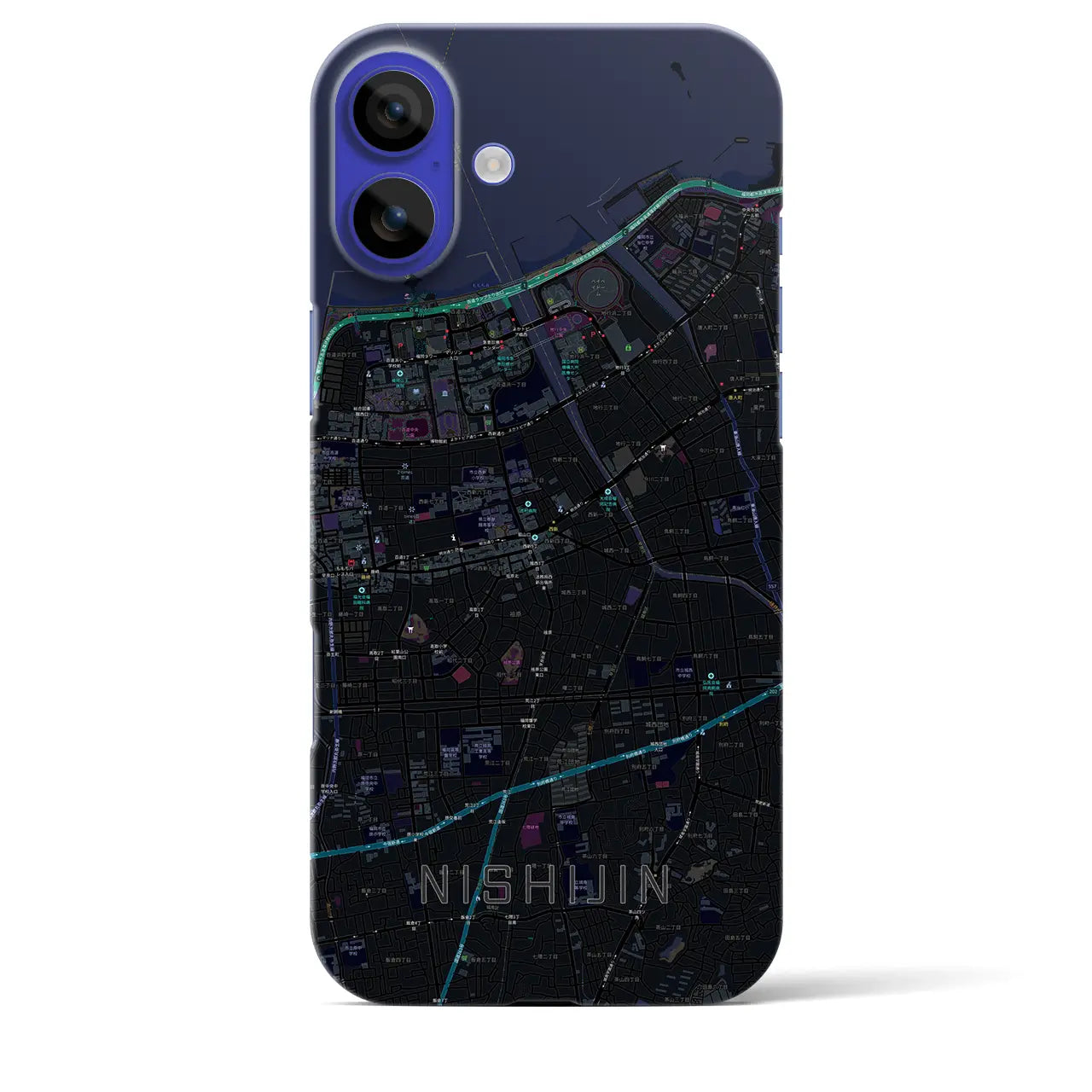 【西新(福岡県)】地図柄iPhoneケース(バックカバータイプ)