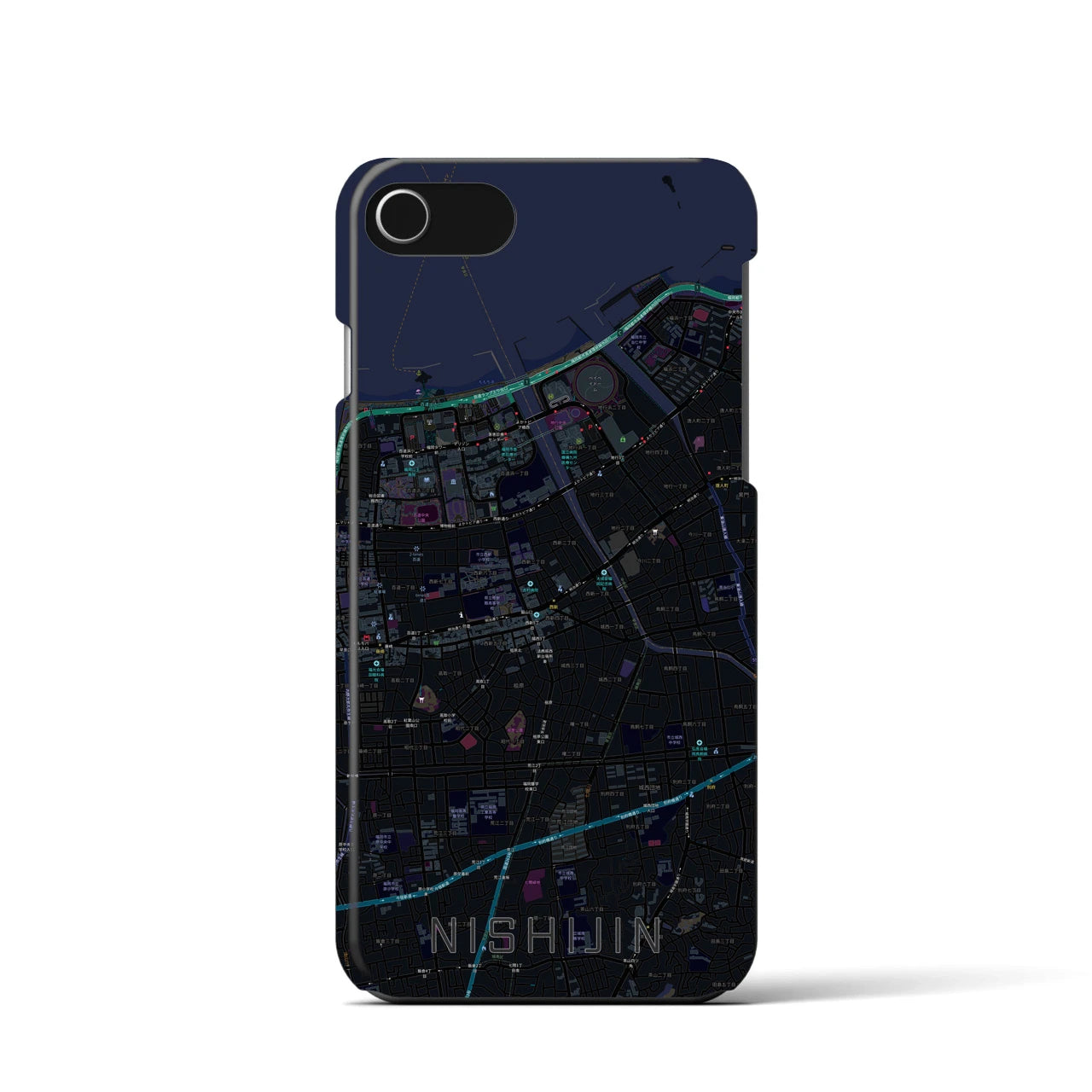 【西新(福岡県)】地図柄iPhoneケース(バックカバータイプ)