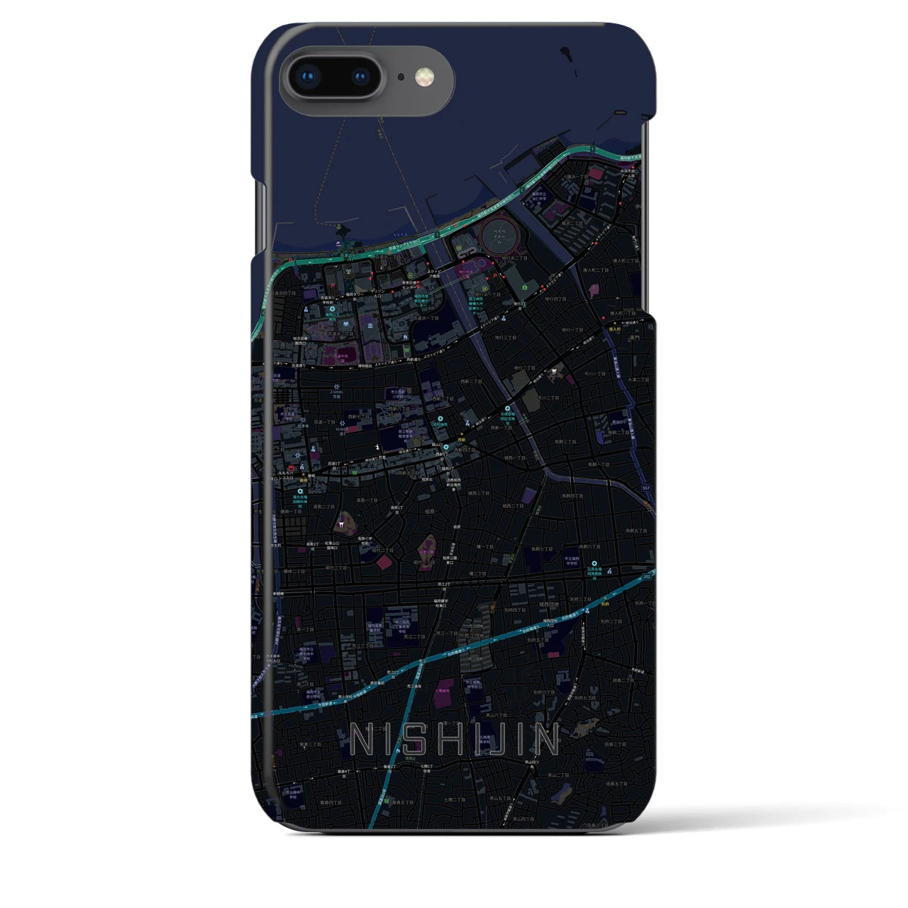 【西新(福岡県)】地図柄iPhoneケース(バックカバータイプ)