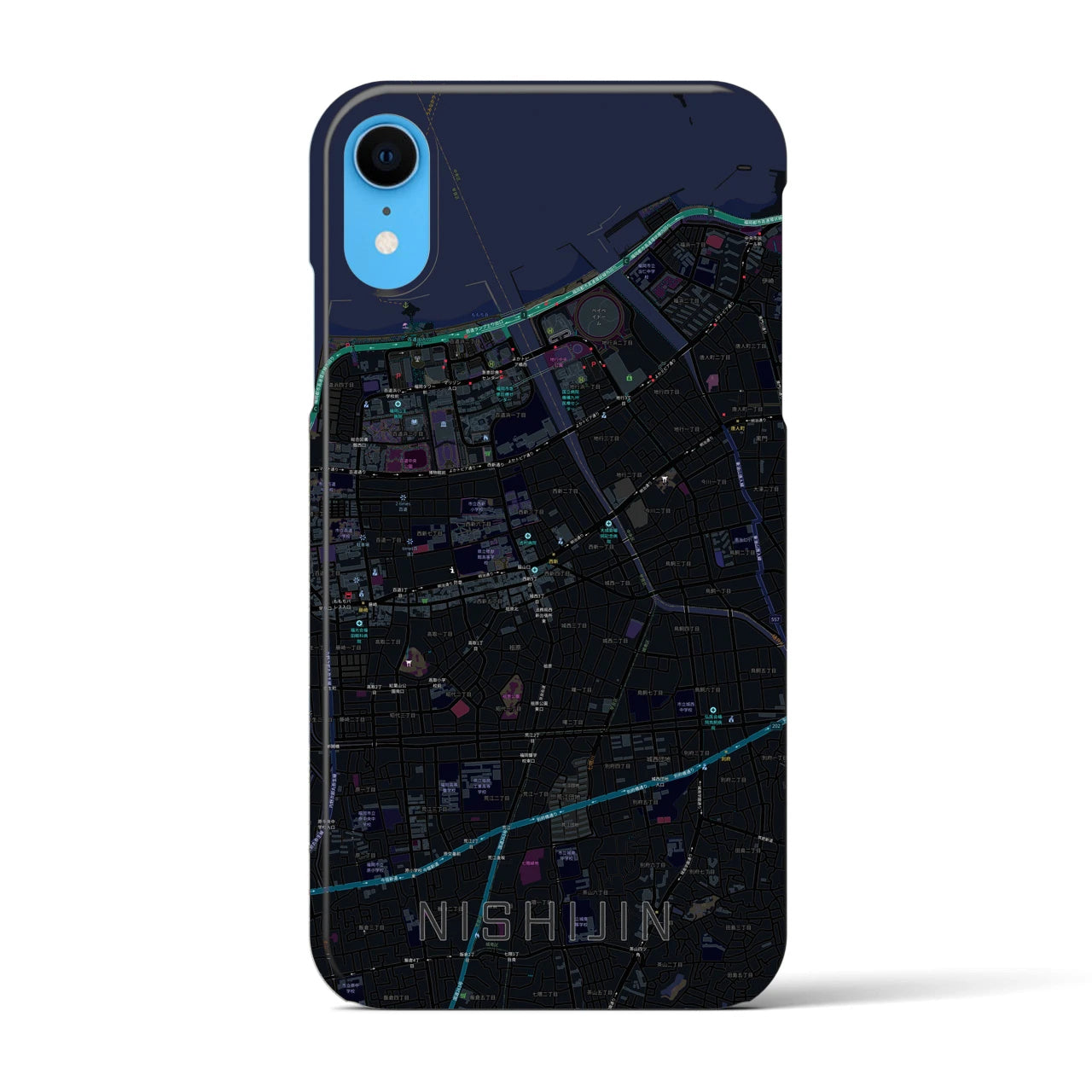【西新(福岡県)】地図柄iPhoneケース(バックカバータイプ)