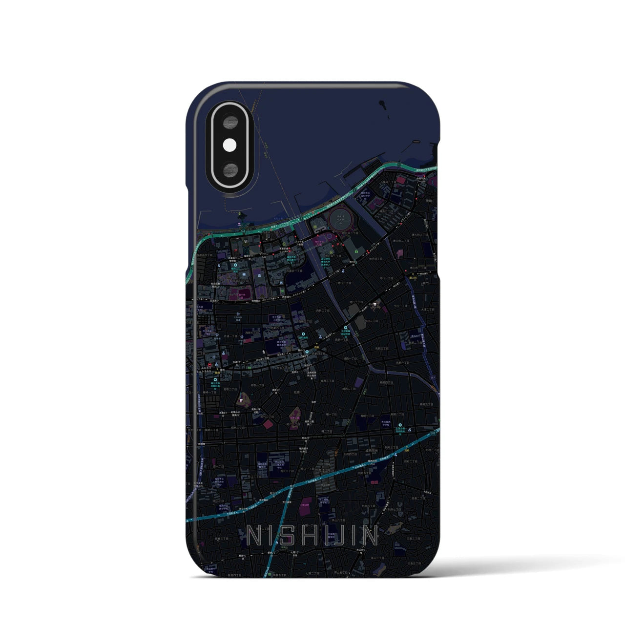 【西新(福岡県)】地図柄iPhoneケース(バックカバータイプ)