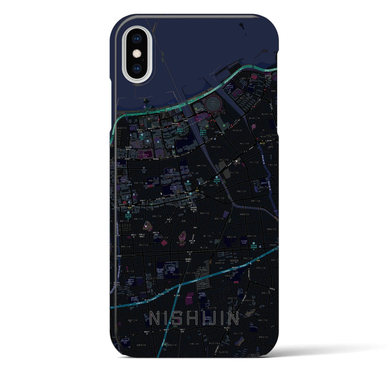 【西新(福岡県)】地図柄iPhoneケース(バックカバータイプ)