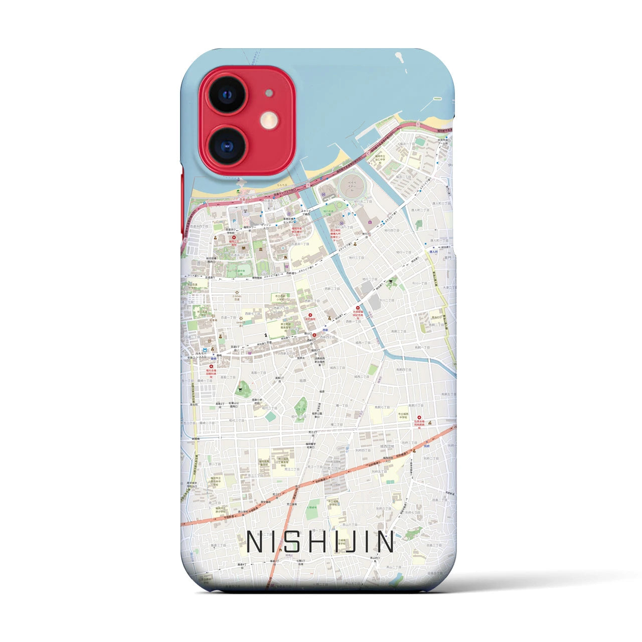 【西新(福岡県)】地図柄iPhoneケース(バックカバータイプ)