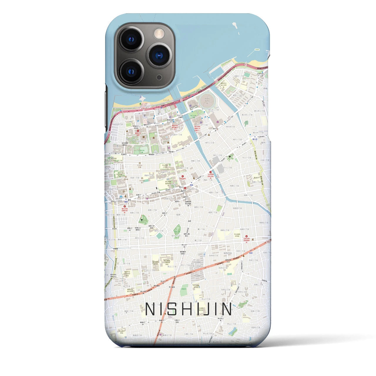 【西新(福岡県)】地図柄iPhoneケース(バックカバータイプ)