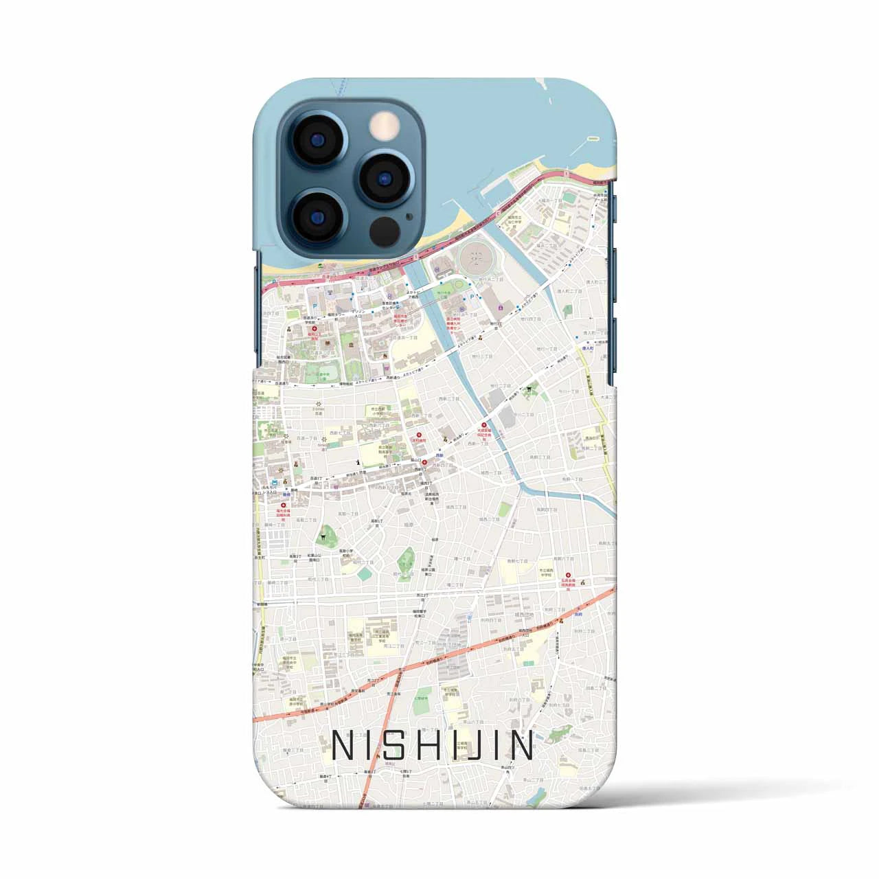 【西新(福岡県)】地図柄iPhoneケース(バックカバータイプ)