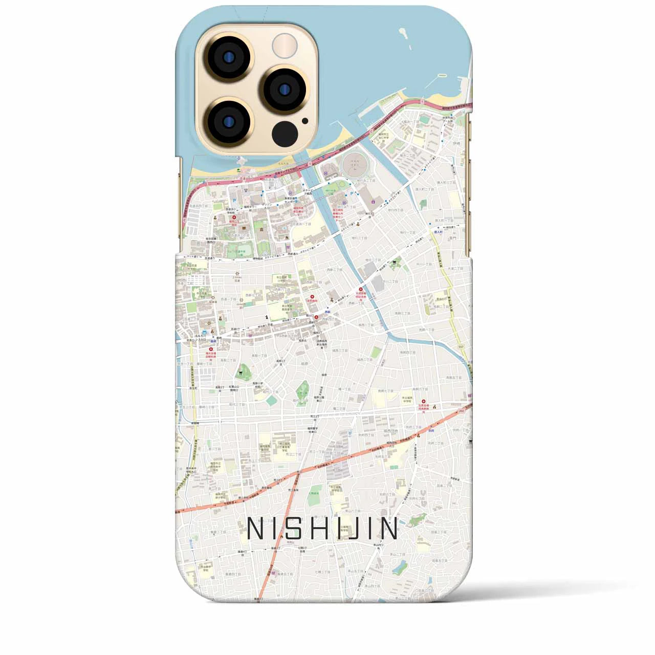 【西新(福岡県)】地図柄iPhoneケース(バックカバータイプ)