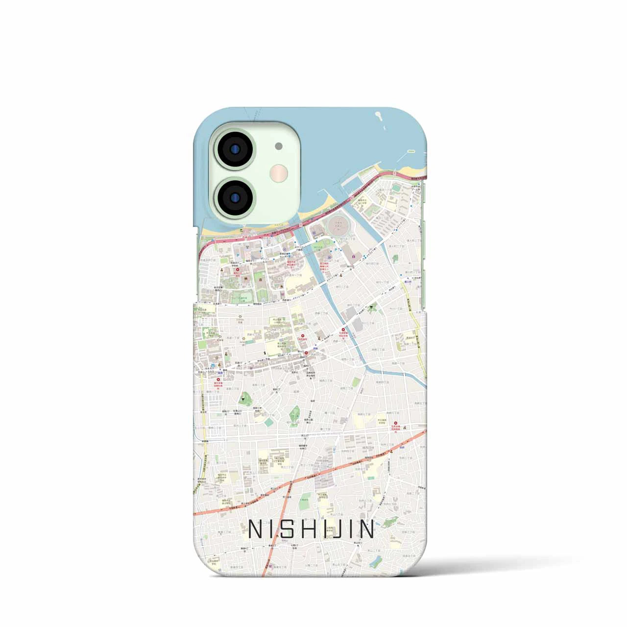 【西新(福岡県)】地図柄iPhoneケース(バックカバータイプ)