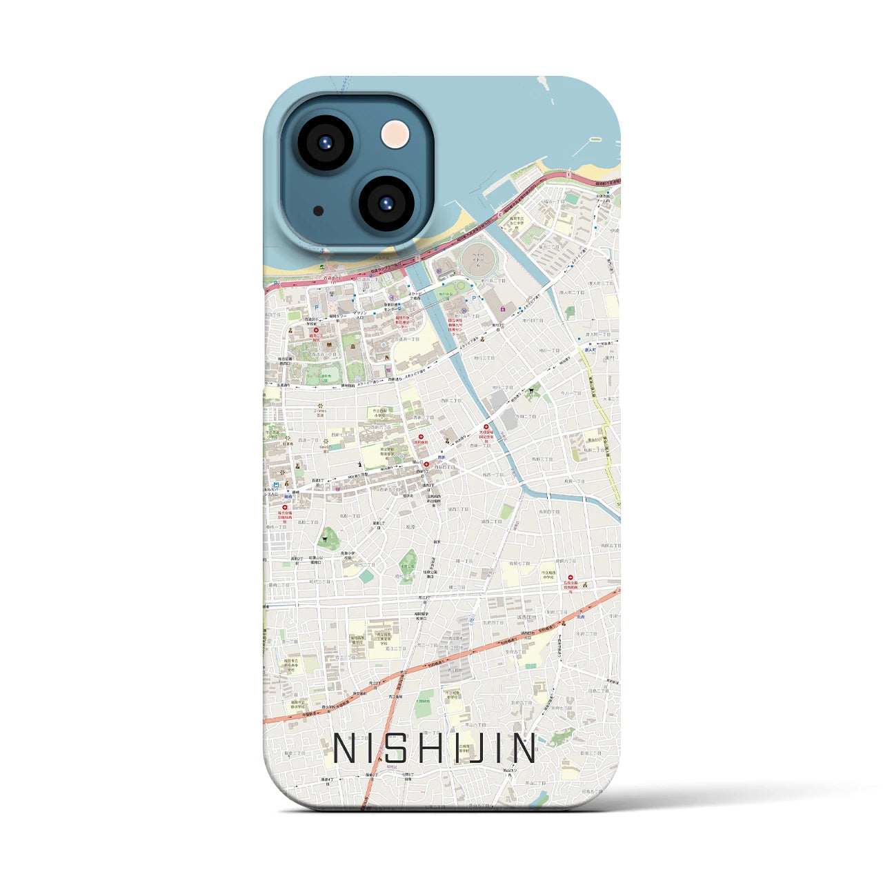 【西新(福岡県)】地図柄iPhoneケース(バックカバータイプ)