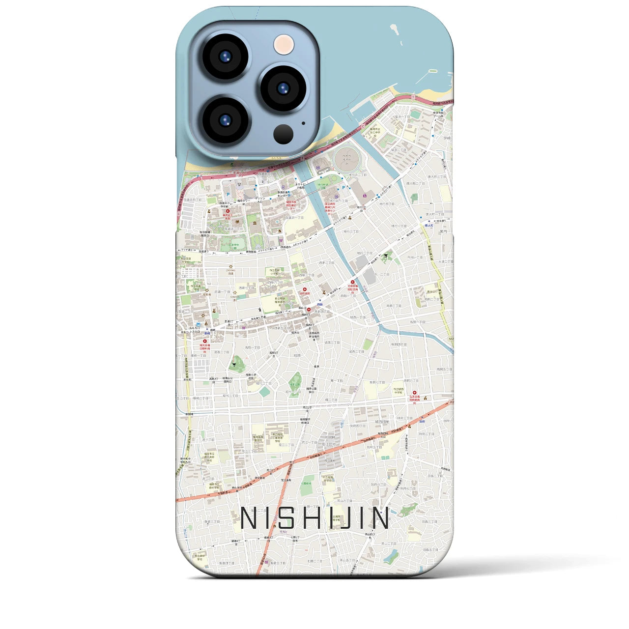 【西新(福岡県)】地図柄iPhoneケース(バックカバータイプ)