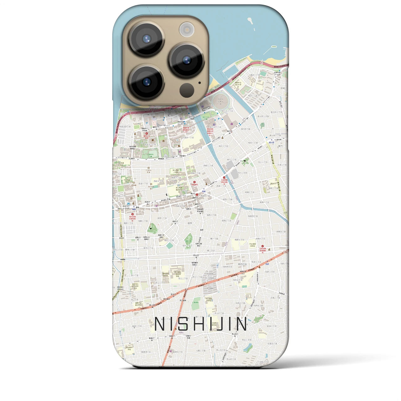 【西新(福岡県)】地図柄iPhoneケース(バックカバータイプ)
