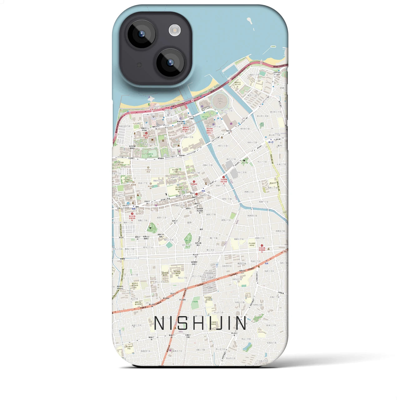 【西新(福岡県)】地図柄iPhoneケース(バックカバータイプ)