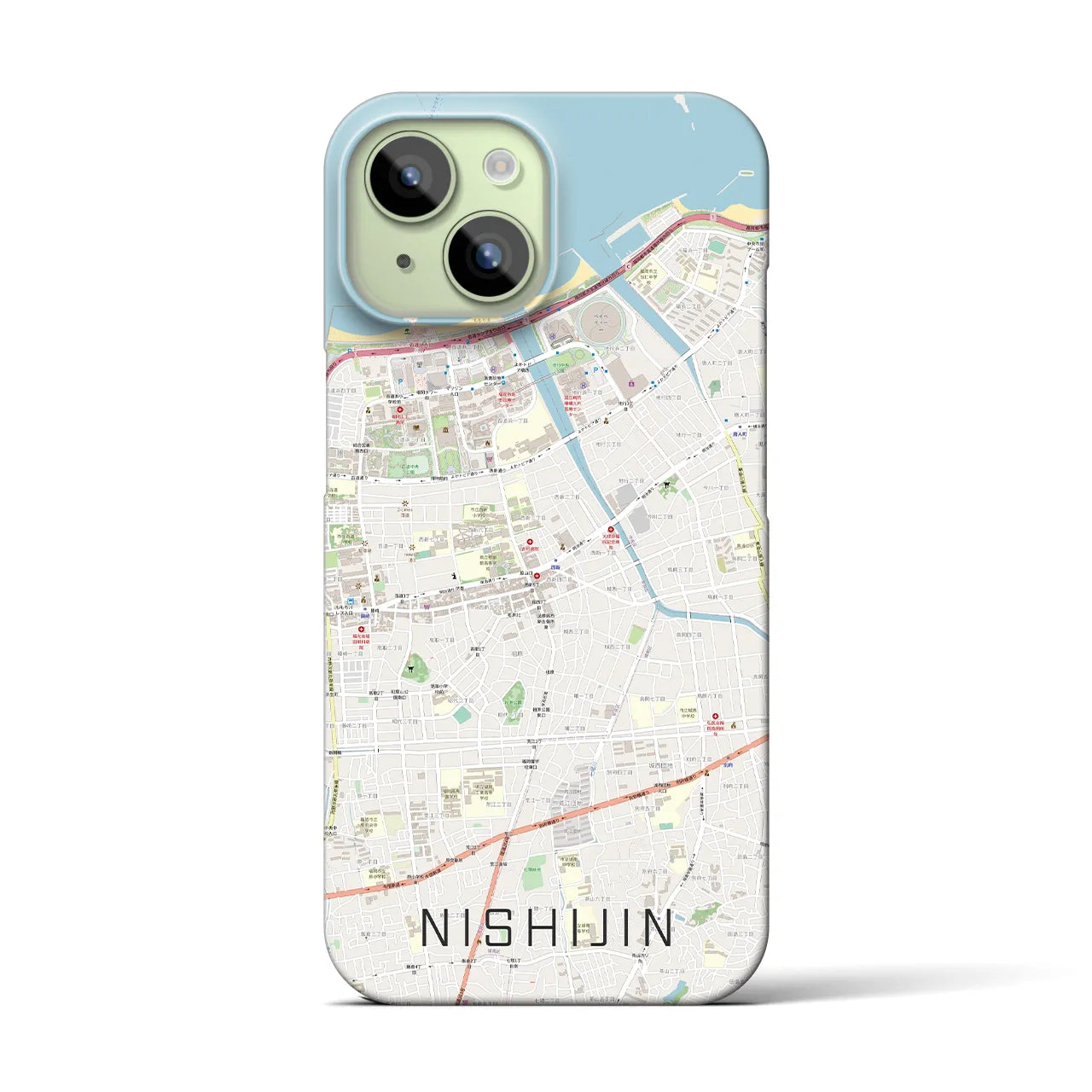 【西新(福岡県)】地図柄iPhoneケース(バックカバータイプ)