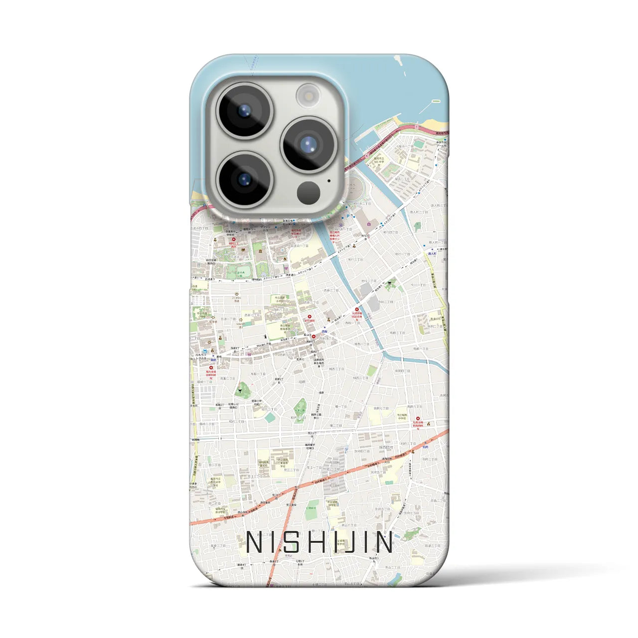 【西新(福岡県)】地図柄iPhoneケース(バックカバータイプ)