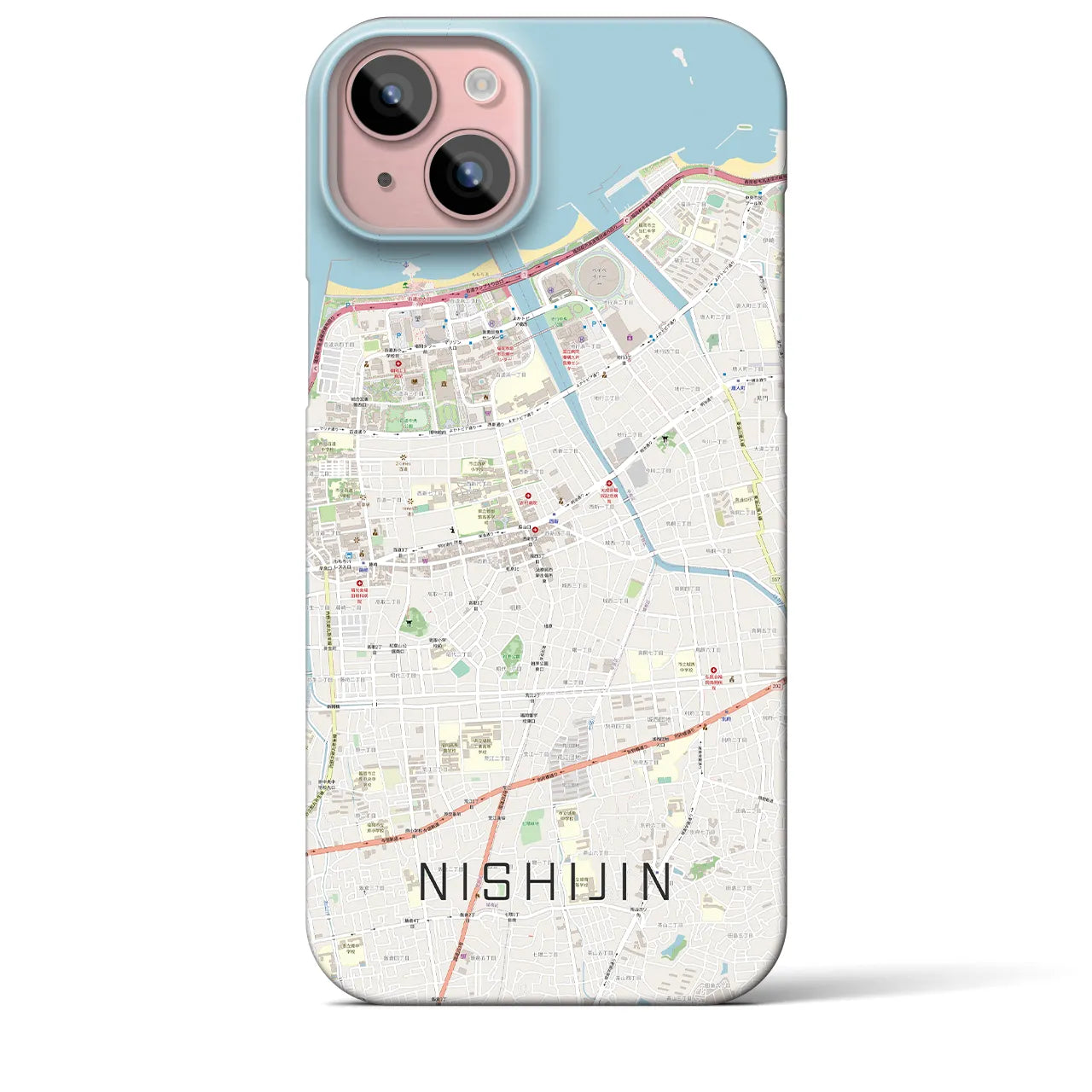 【西新(福岡県)】地図柄iPhoneケース(バックカバータイプ)