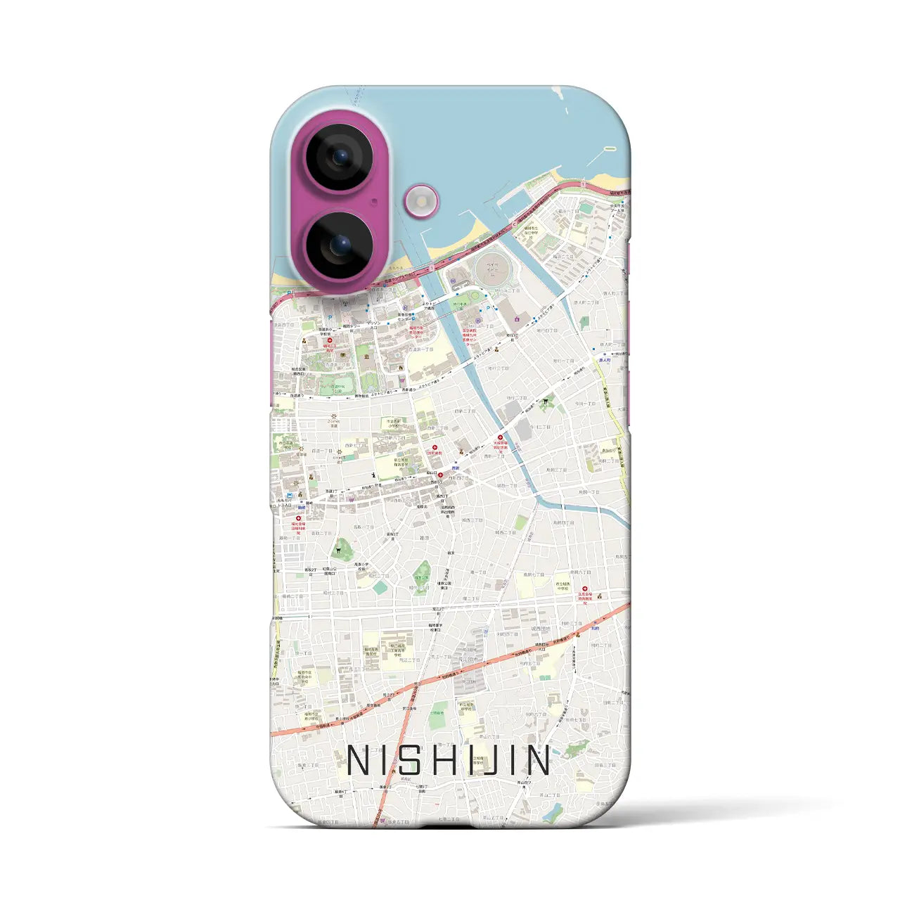 【西新(福岡県)】地図柄iPhoneケース(バックカバータイプ)