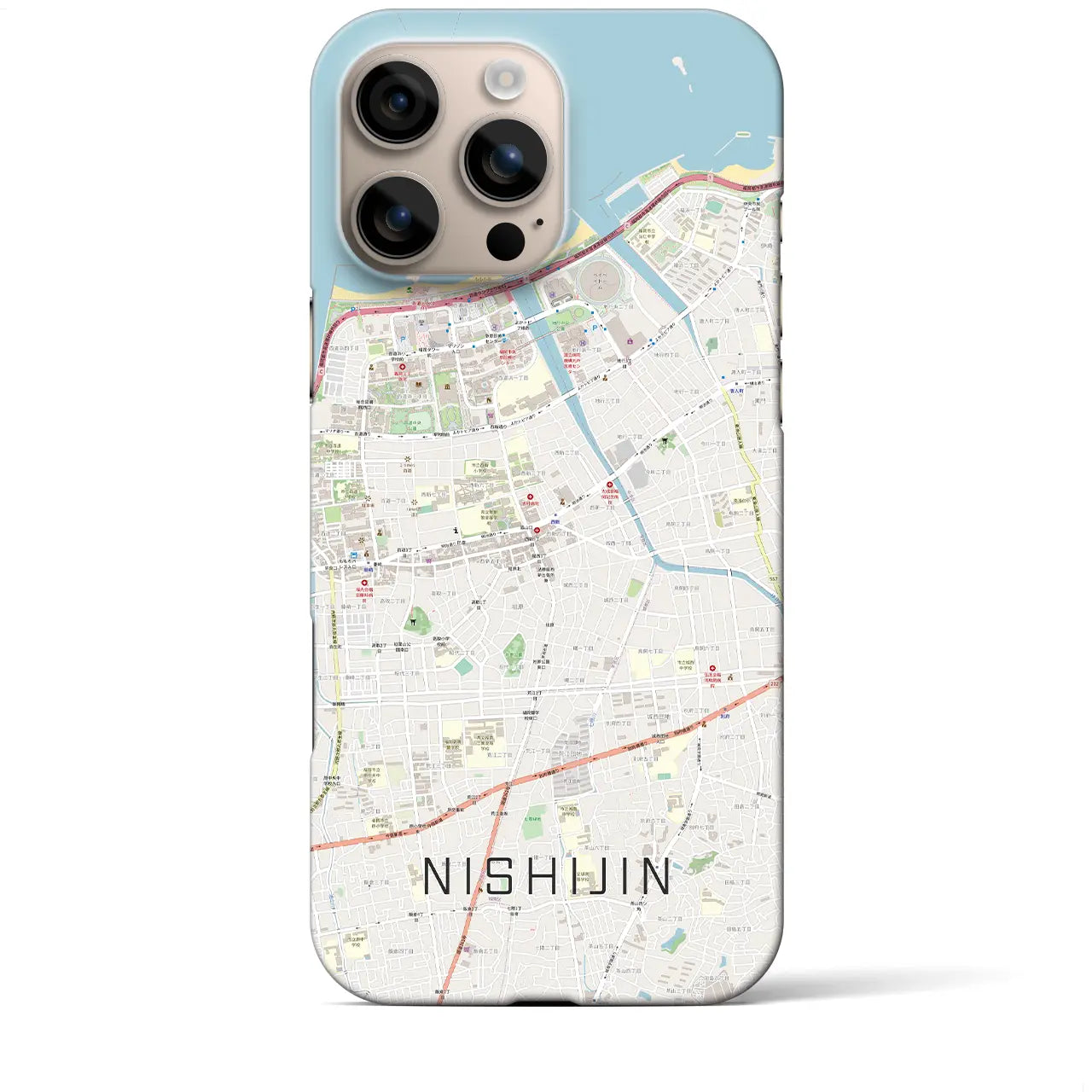 【西新(福岡県)】地図柄iPhoneケース(バックカバータイプ)