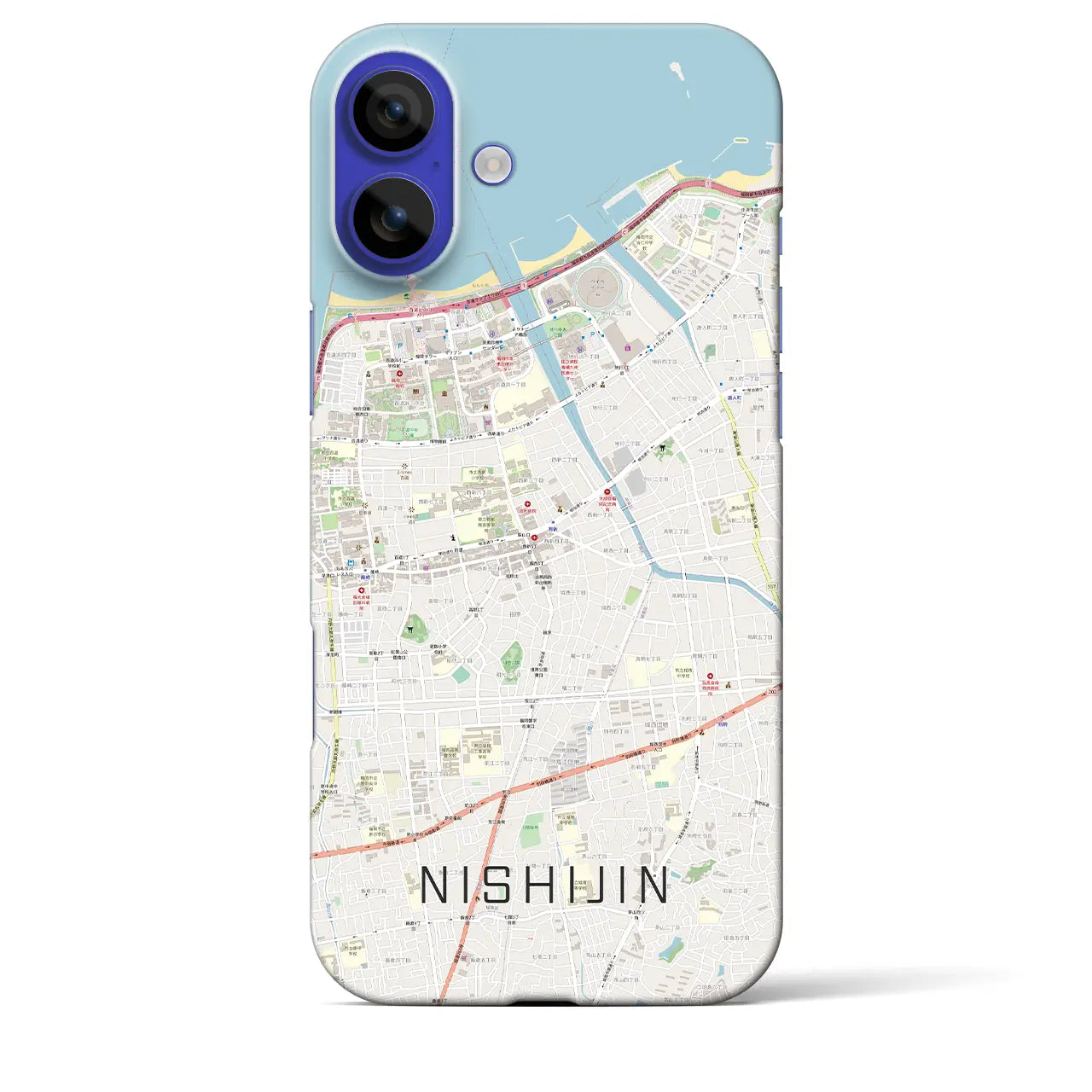 【西新(福岡県)】地図柄iPhoneケース(バックカバータイプ)ナチュラル・iPhone 16 Pro Max 用