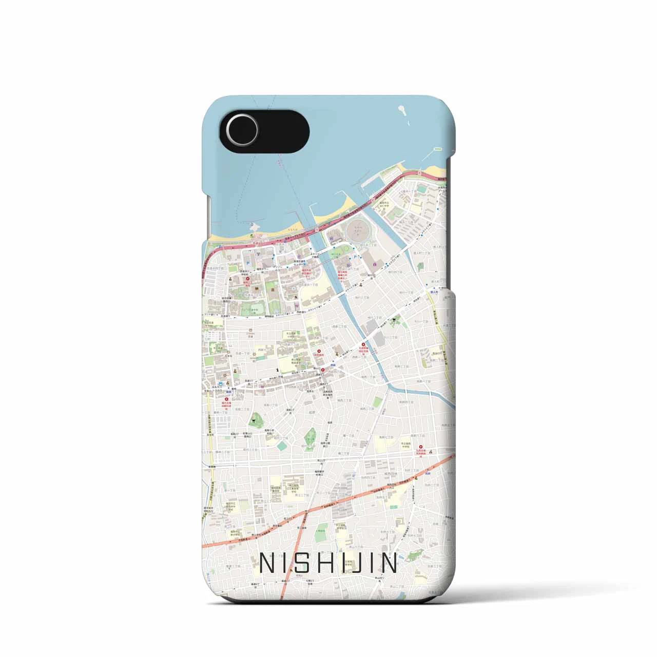 【西新(福岡県)】地図柄iPhoneケース(バックカバータイプ)