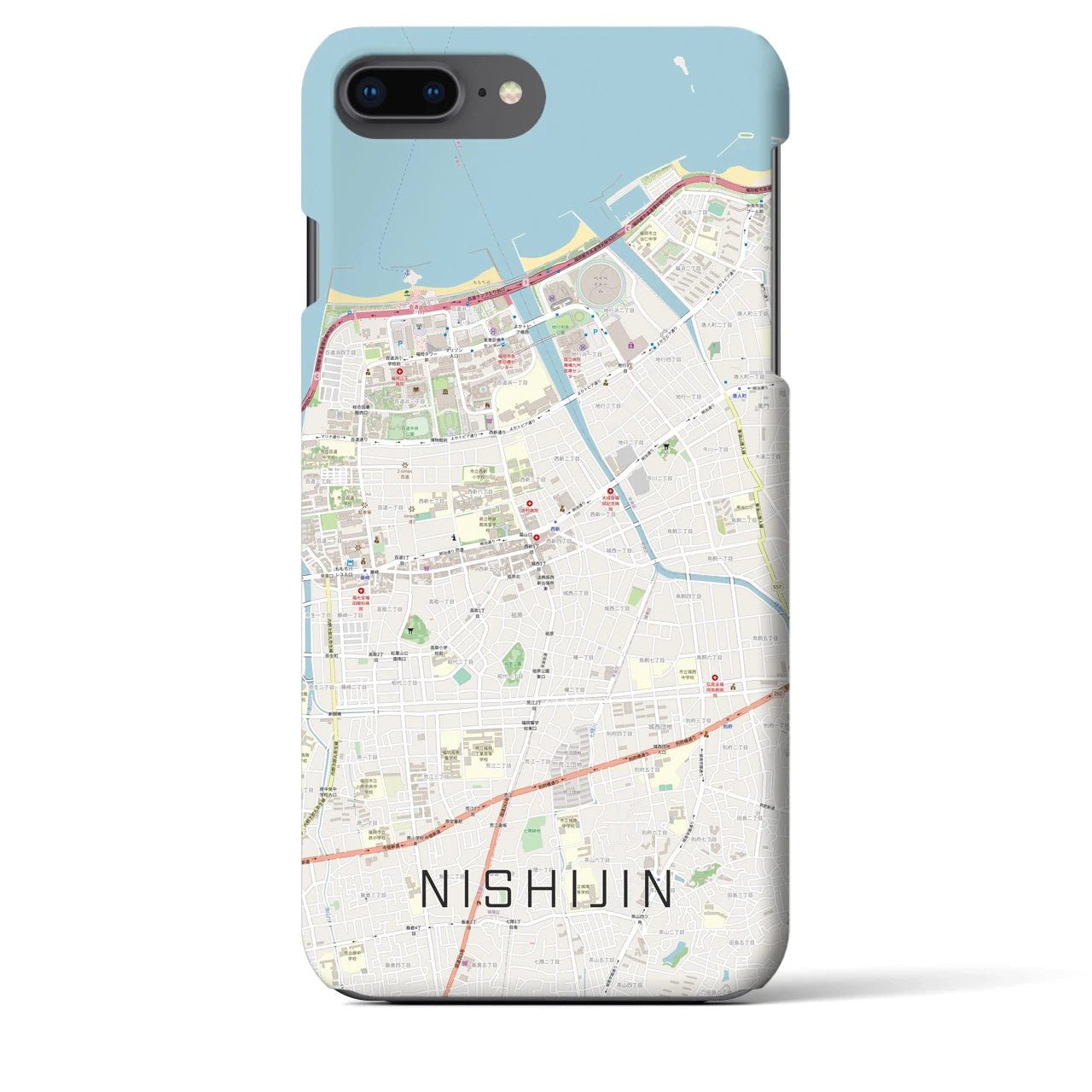 【西新(福岡県)】地図柄iPhoneケース(バックカバータイプ)